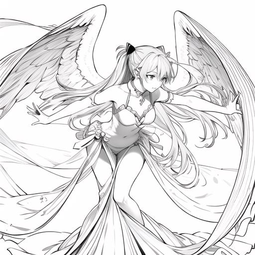 00434-4012570786-Fallen Angel Asuka Langley final dance, celestial dress, beautiful wings, white background, _monochrome, lineart, _.png